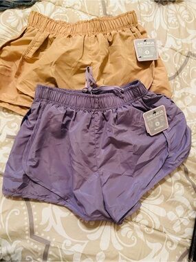 Bundle Women’s Ultra Lightweight Lavender and Tan Elastic Waist Shorts